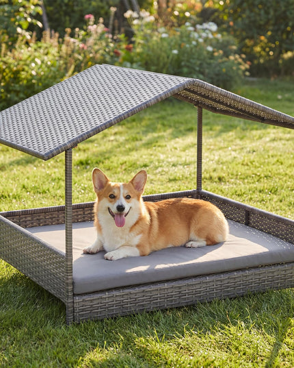 Giantex Outdoor Wicker Dog House with Washable Cushion