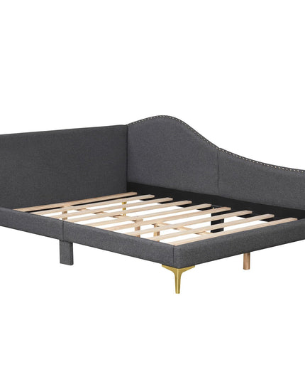 Giantex Upholstered Daybed, Rivet-Tufted Platform Bed with Headboard