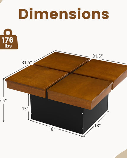 Giantex Table Basse Carrée 80 cm, Table d'Appoint Moderne du Milieu du Siècle