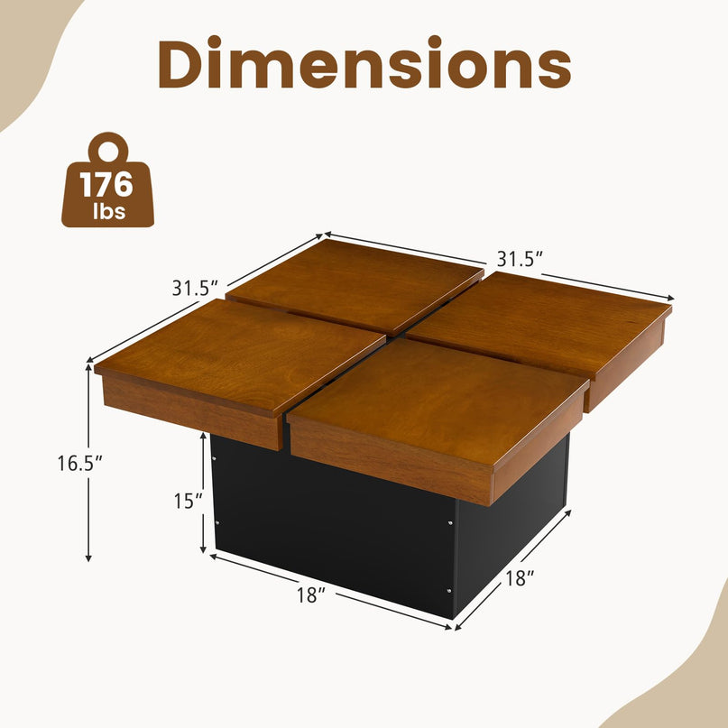 Giantex Table Basse Carrée 80 cm, Table d'Appoint Moderne du Milieu du Siècle
