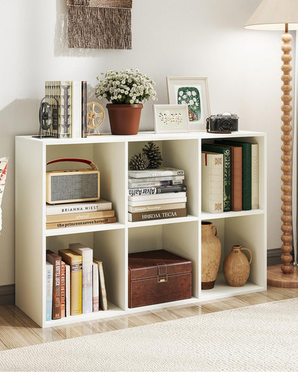 Giantex 6-Cube Bookcase, 3-Tier Cubby Bookshelf, Horizontal Vertical Display Rack with Anti-Tipping Kits