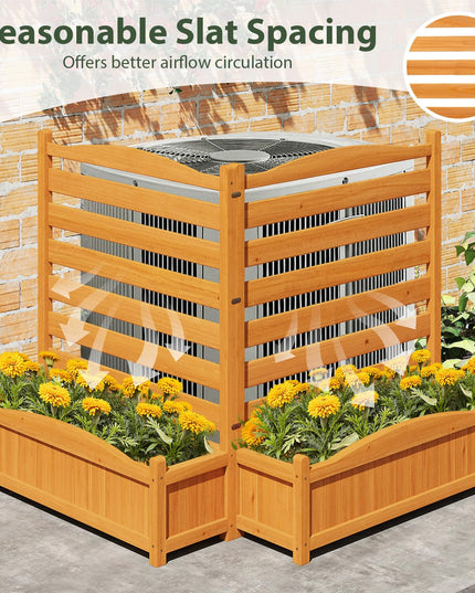 Giantex Air Conditioner Fence Outdoor, Wood Privacy Screen with Planter Box