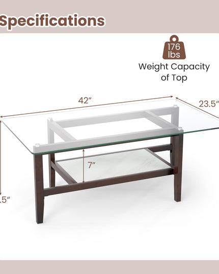 Giantex 42 Inch Glass Coffee Table