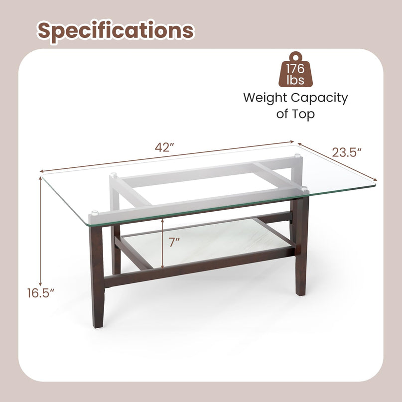 Giantex 42 Inch Glass Coffee Table