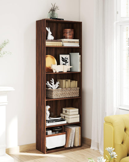 Giantex Tall Bookcase with 5 Open Compartments for Living Room
