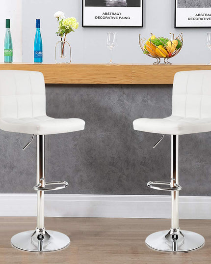 Giantex Bar Stool, Modern Swivel Adjustable Armless Barstools, Square Counter Height PU Leather Bar Stools