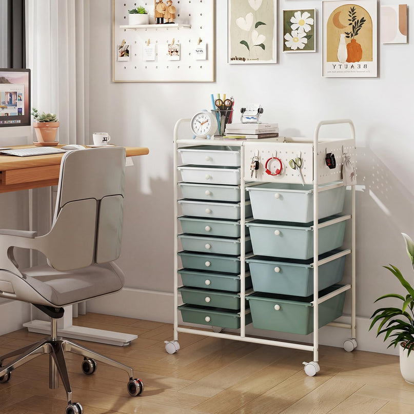 Giantex 14 Drawer Storage Cart Rolling Craft Cart