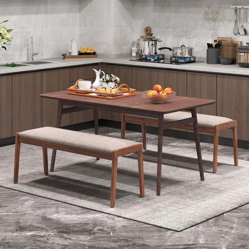 Giantex 45" Upholstered Entryway Bench with Rubber Wood Legs & Fabric Padded Seat