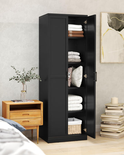 Giantex 70" Tall Wooden Storage Cabinet with 2 Doors and 5 Adjustable Shelves