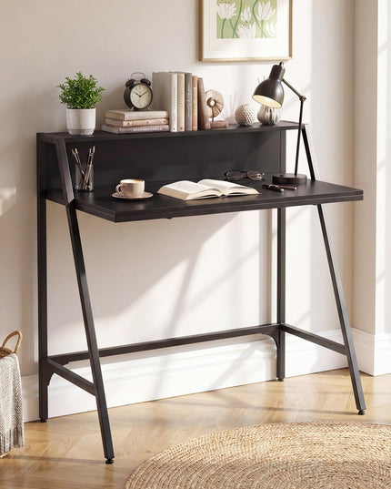 Giantex 31.5" Small Industrial Writing Desk with Raised Storage Shelf & Heavy-Duty Metal Frame
