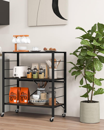 Giantex Folding Bookshelf with Wheels