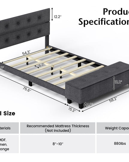 Bed Frame with Ottoman Storage - Giantex