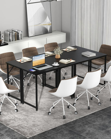 Giantex 6.5 FT Small Conference Table, 2 PCS 40" x 19.5" Rectangular Meeting Table with Heavy-Duty Metal Frame