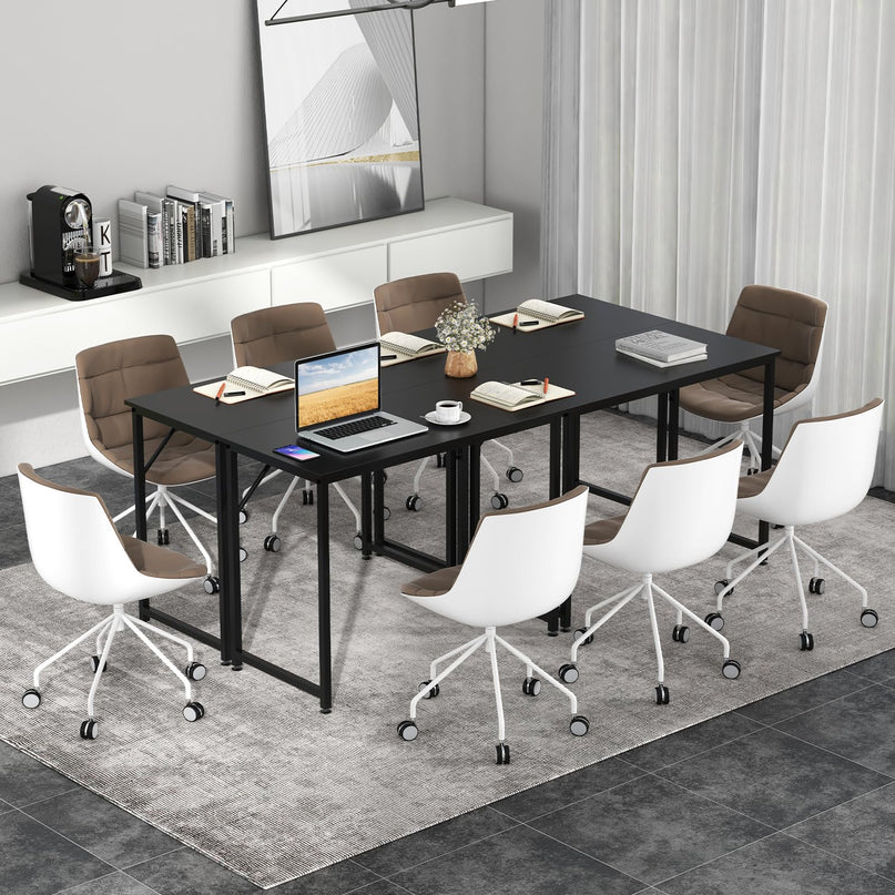 Giantex 6.5 FT Small Conference Table, 2 PCS 40" x 19.5" Rectangular Meeting Table with Heavy-Duty Metal Frame