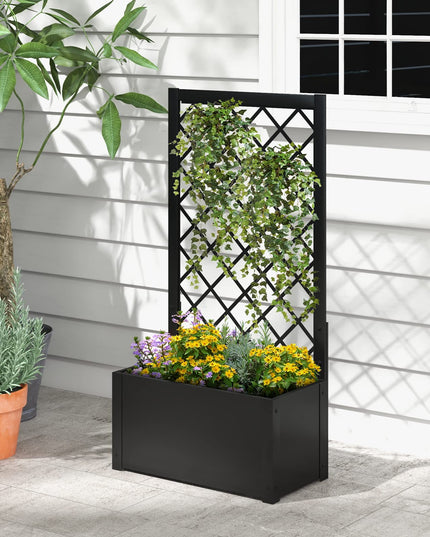 Giantex Raised Garden Bed with Trellis, 49" Metal Vertical Planter with Garden Trellis