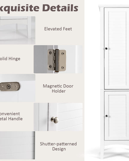 Storage Cabinet Bathroom High Cabinet with 5 Tier Shelves