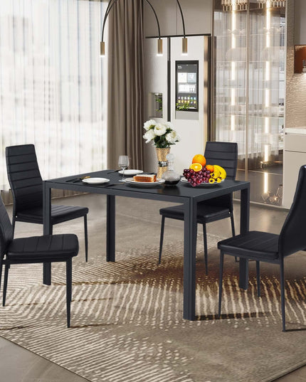 Giantex Set of 4 Dining Chairs, Upholstered Dining Side Chairs with Stain-Proof PVC Leather
