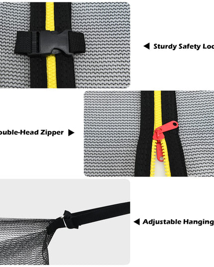 Trampoline Safety Net w/Adjustable Straps, 8 10 12 14 15 16Ft Weather-Resistant Replacement Enclosure Net