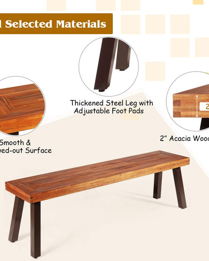 Giantex Set of 2 Outdoor Bench, Acacia Wood Patio Seating (2)