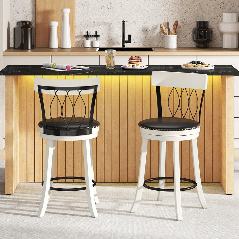 Giantex Bar Stools Set of 2/4 with Footrest for Kitchen Island & Pub