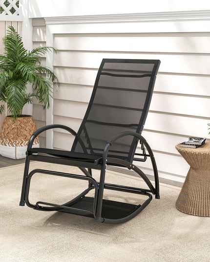 Giantex 2-in-1 Outdoor Rocking Chair, Convertible Lounge Chair with 4-Position Adjustable Backrest