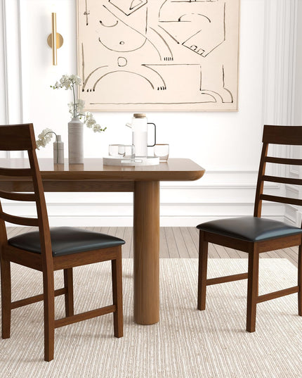 Giantex Wooden Dining Chairs Set of 2/4, PU Leather Upholstered Kitchen Chairs w/Rubber Wood Frame