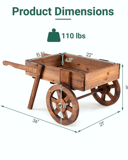 GIANTEX Wooden Wagon Planter Box with Wheels