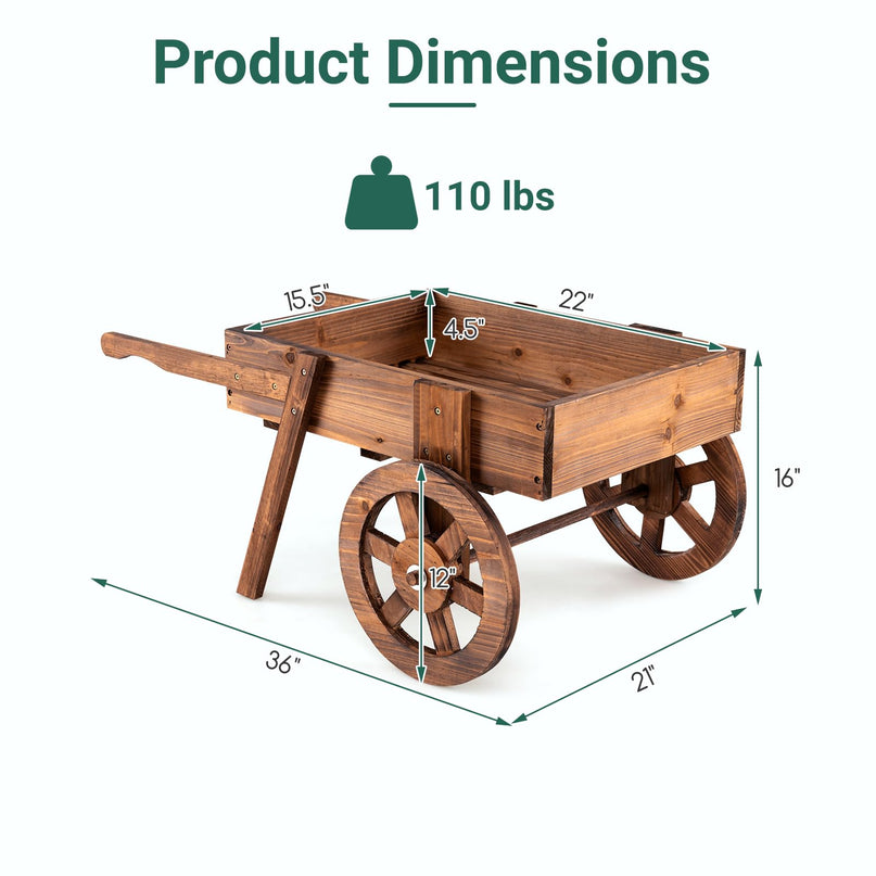 GIANTEX Wooden Wagon Planter Box with Wheels