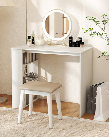 Giantex 35.5 Inch Compact Home Office Desk with Storage Bookshelf