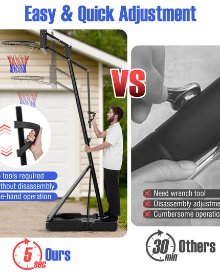Giantex Portable Basketball Hoop Outdoor - 4.9-10 FT Height Adjustable Basketball Goal System