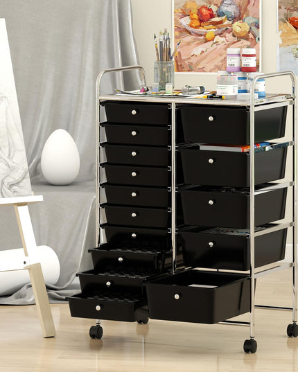 Giantex 15 Drawer Rolling Cart with Drawers for Tools