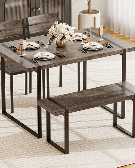 Giantex Ensemble Table de Salle à Manger pour 4 Personnes Table de Cuisine Rectangulaire de 119 cm