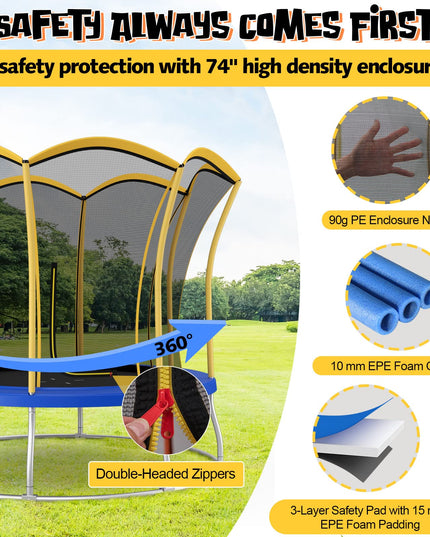 Giantex 8 FT 10 FT Trampoline, ASTM Certified Recreational Trampolines with Net, Galvanized Steel Frame