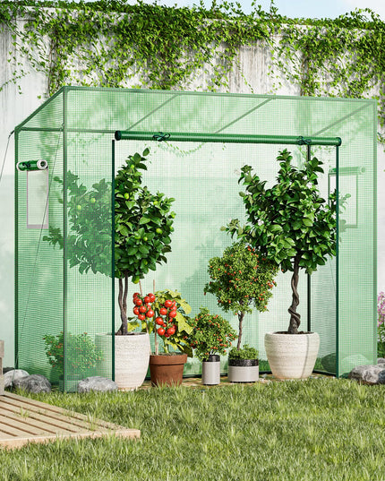 Giantex Walk-in Greenhouse, 4 Ground Stakes & Ropes, Outdoor Portable Mini Greenhouse w/ PE Cover