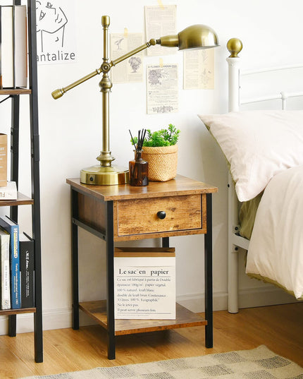 Giantex 2-Tier End Table with Drawer&Shelf Easy Assembly Sofa Side Table