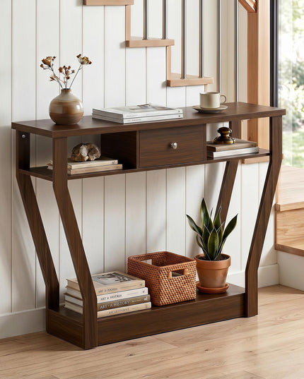 GIANTEX 43" Modern Console Table with Drawer & Storage Shelf