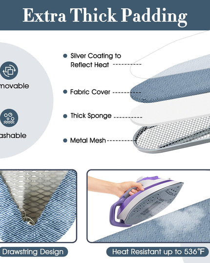Giantex Ironing Board with Iron Rest, Carbon Steel Iron Board with 4 Layer Heat Resistant Cover & Pad