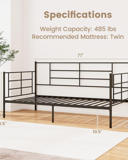 Giantex Metal Twin Daybed, Twin Size Platform Bed with High Headboard & Extra Support Leg