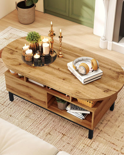 Giantex 47" Oval Coffee Table with Storage Compartments Drawer & 5 Support Legs