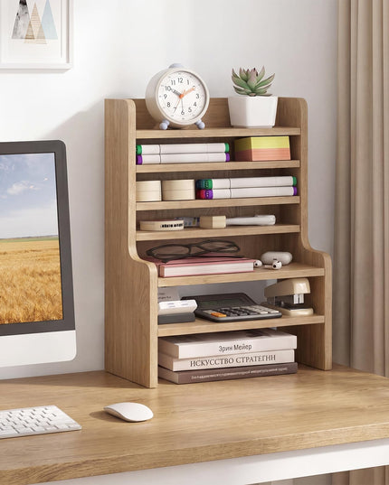 Giantex Wooden 6 Tier Storage Rack with 2 Removable Shelves