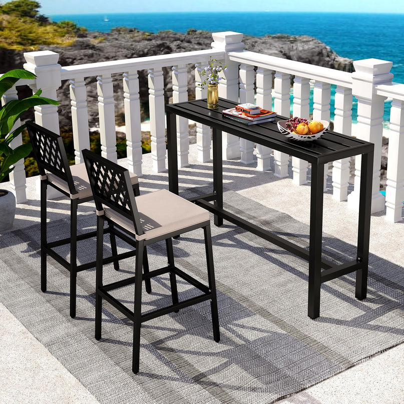 Giantex Outdoor Rectangle Bar Table with Counter Height