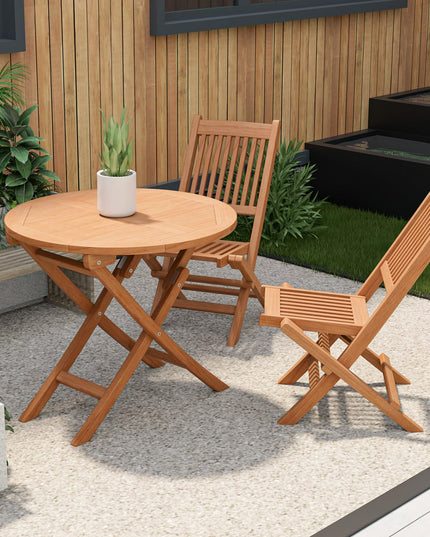 Giantex 31.5” Outdoor Folding Table, Patio Solid Teak Dining Table with Natural Appearance, Space-Saving Design