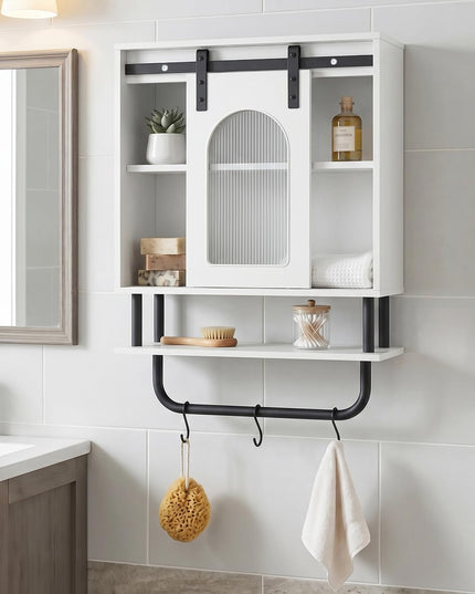 Giantex Bathroom Wall Cabinet | Farmhouse Medicine Cabinet with Sliding Barn Door