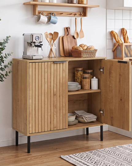 GIANTEX Fluted Buffet Cabinet | 2-Door Sideboard w/Storage