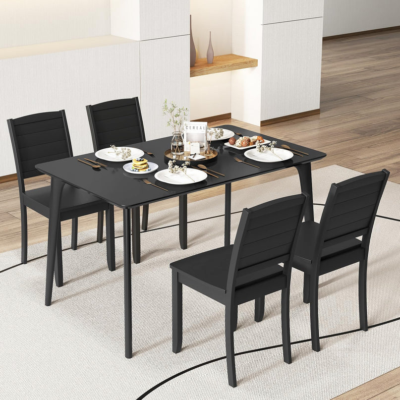 Giantex Wood Dining Chairs Set of 2/4, Modern Kitchen Chairs w/Rubber Wood Legs, Curved Backrest, Farmhouse Diner Chairs