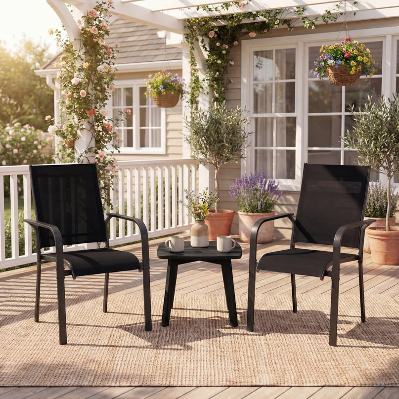 Giantex Patio Chairs Set of 2/4/6 Stackable Outdoor Dining Chairs