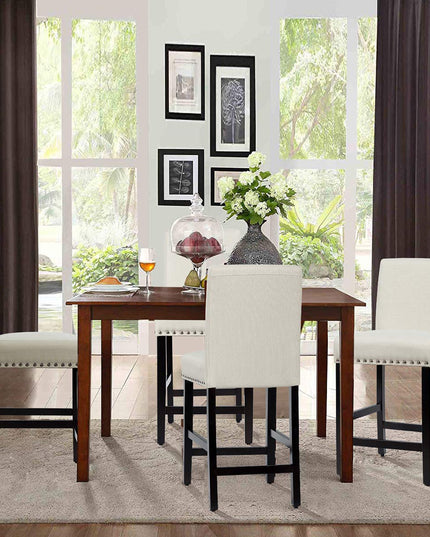 Giantex Upholstered Counter Height Bar Stools w/ Rubber Wood Legs, Breathable Linen Fabric