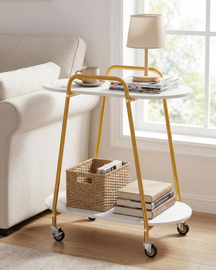 Giantex 2-Tier Gold Rolling Cart for Home Kitchen