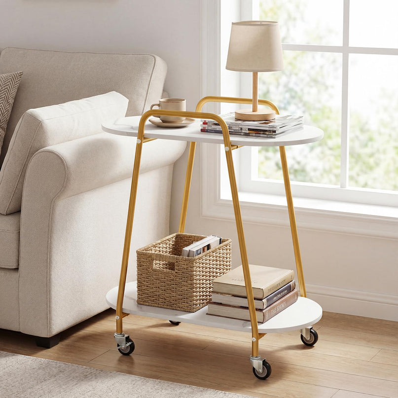Giantex 2-Tier Gold Rolling Cart for Home Kitchen