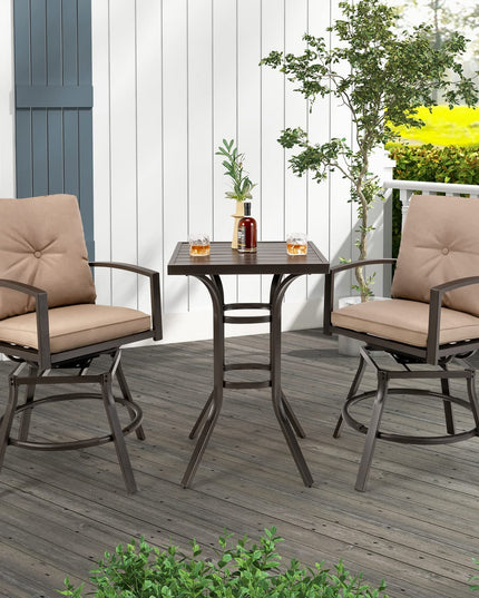 Giantex Set of 2 or 4 Patio Bar Chairs - Swivel Counter Height Bar Stool with Inclined Backrest